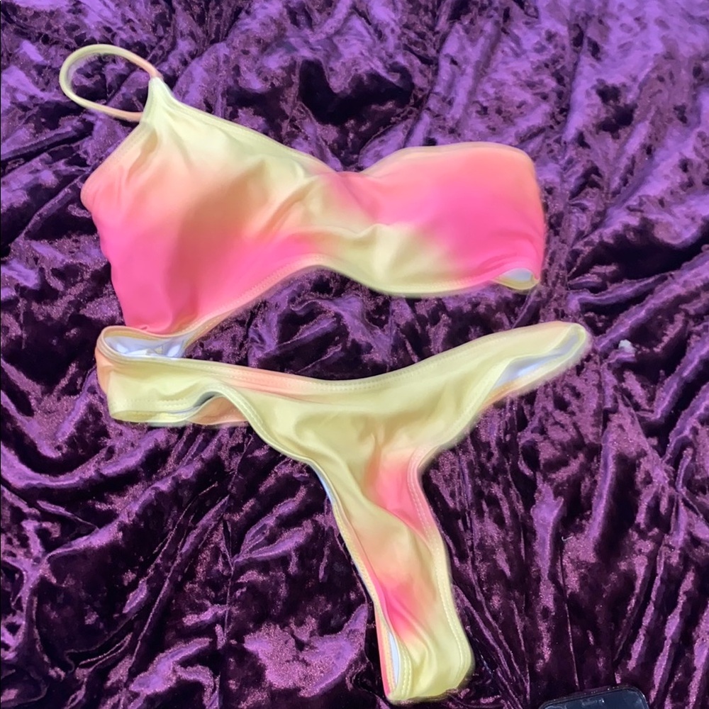 Pink and Yellow Bikini Set